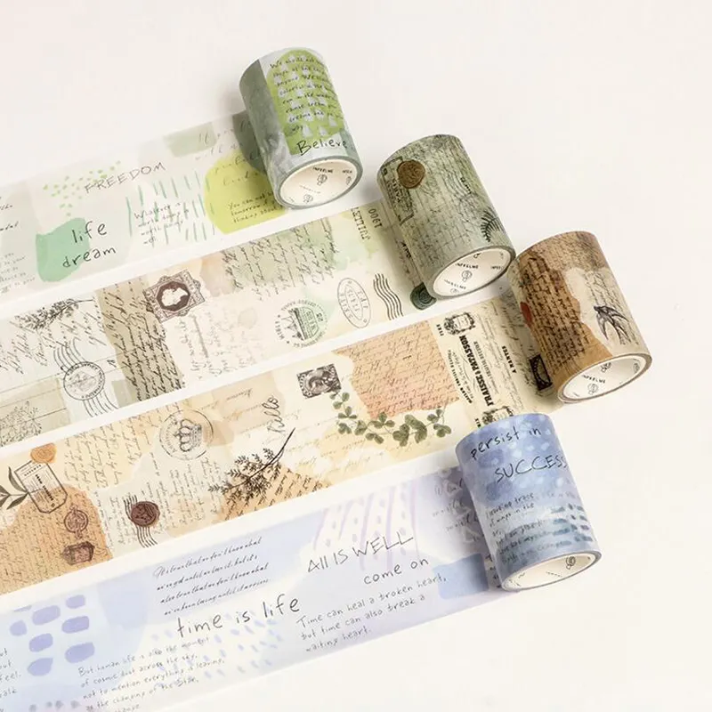 Alta calidad Bling personalizado impreso colorido Washi cinta adhesiva Vintage impermeable acrílico personalizado papel Washi