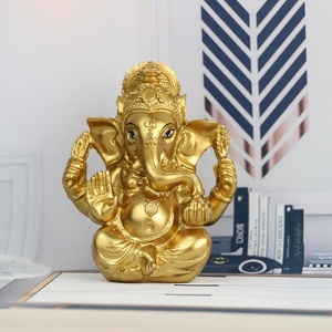 4.72 Inch High Hand Painting Poly Stone <strong>Gold</strong> Color Indian God Ganesha <strong>Statue</strong> for Car Decor Hindu Lord Ganesh <strong>Statue</strong> - Product Image 2