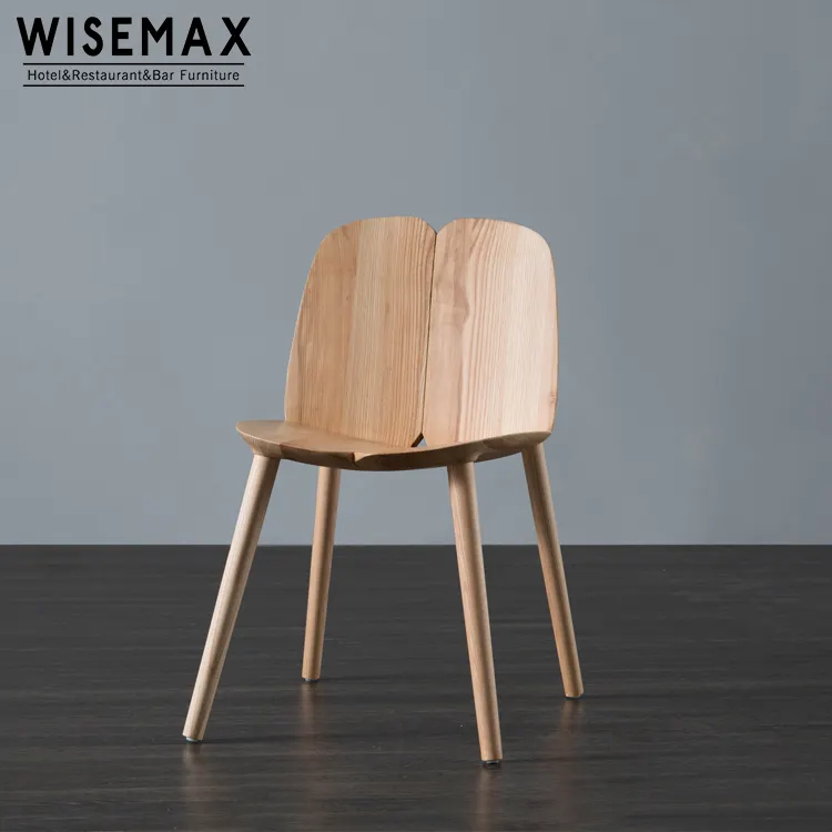 WISEMAX kursi makan desain unik, kursi makan gaya Nordik kayu solid, kafe, restoran, digunakan di kursi makan