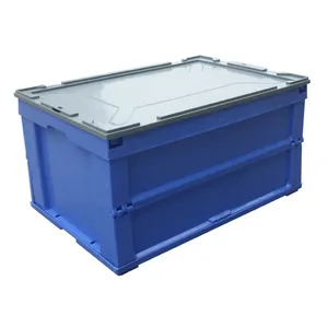 650*440*330mm Hot Sale Good Quality Plastic Foldable Crate with Cover