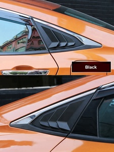 Persianas de Ventana Lateral Trasera para Coche, Cubierta de Persianas de Plástico ABS para Honda Civic, Color Negro Mate, 2 Unidades