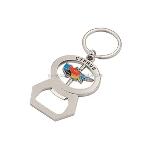 Cipro Souvenir All'ingrosso Keychain Apri di Bottiglia Portachiavi In Metallo Con Spinning Mappa Personalizzata Portachiavi Apri di Bottiglia