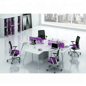 공장 경쟁력있는 가격 사무실 워크 스테이션 4 인승 L 모양의 테이블 책상