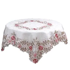 Wholesale 2019 new design polyester embroidered elegant tablecloth for restaurant embroidery table cloths