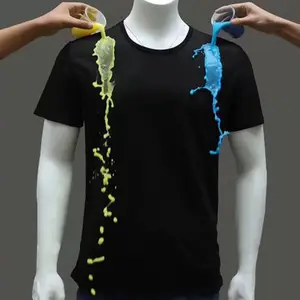 T-shirt respirant confort imperméable et résistant aux taches technologie noire nano Hydrophobic Fitness T Shirt