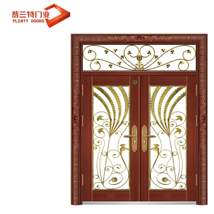 Used wrought iron exterior villa main entrance gate door design with sidelight