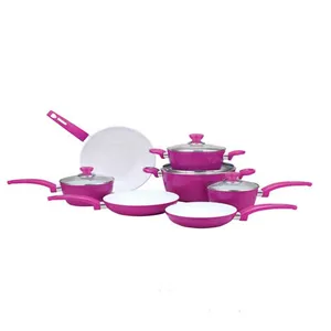 Hot sell pots and pans purple 11pcs ceramic coating cookware set