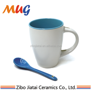 Khuyến Mãi Barrel Shape Trắng Spoon Mugs Cho Thăng Hoa In Ấn Với Hai Giai Điệu Màu Sắc Gốm <span class=keywords><strong>Mug</strong></span> - Product Image 3