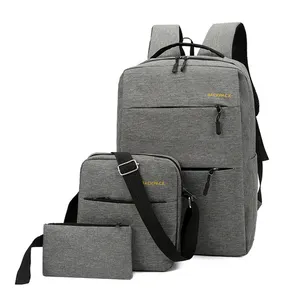 2019 ensemble de mode 3 pièces Pack sac à dos pour ordinateur portable sacs Polyester OEM unisexe Oxford plaine étanche sac d'ordinateur d'affaires étui pour ordinateur portable