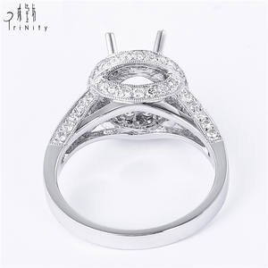El anillo de oro blanco de 18 quilates de diseño lujoso más popular, anillo de compromiso solitario, anillo de montaje semi sin la piedra principal para mujer - Product Image 5