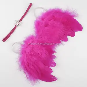 Accesorios de fotografía para bebés recién nacidos, alas de plumas de Ángel Blanco para niñas pequeñas, disfraz + diademas, utillaje para fotos