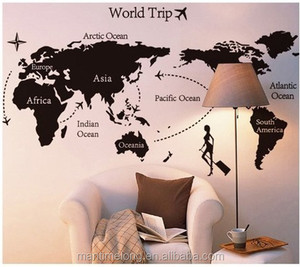 DIY mundo mapa <span class=keywords><strong>vinilo</strong></span> removible arte etiqueta de la pared de decoración Mural - Product Image 1