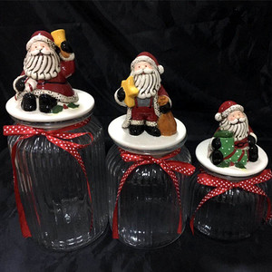 Diferentes búho o Santa Claus forma frascos de vidrio con tapa de cerámica para el café o té o almacenamiento de caramelo - Product Image 1