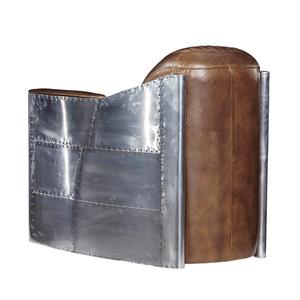 <span class=keywords><strong>Fauteuil</strong></span> <span class=keywords><strong>club</strong></span> en <span class=keywords><strong>cuir</strong></span> véritable avec revêtement en aluminium, salon, <span class=keywords><strong>fauteuil</strong></span> aviateur Tomcat - Product Image 2