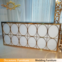 Lingkaran O bentuk Bar meja persegi panjang Bar meja prasmanan warna emas akrilik putih papan acara furnitur