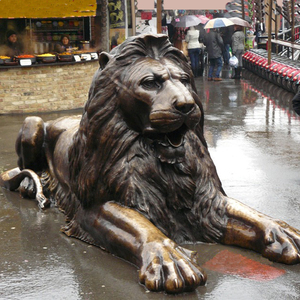 Kích Thước Cuộc Sống Kim Loại Đồng Mẹ Sư Tử Ăn Cần Cẩu Nuôi Sư Tử Nhỏ Tượng Sơn Màu Xanh Lá Cây Sư Tử Điêu Khắc - Product Image 4