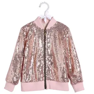 Veste à paillettes pour enfants, manteau pour filles, avec fermeture éclair, nouvelle collection 2019