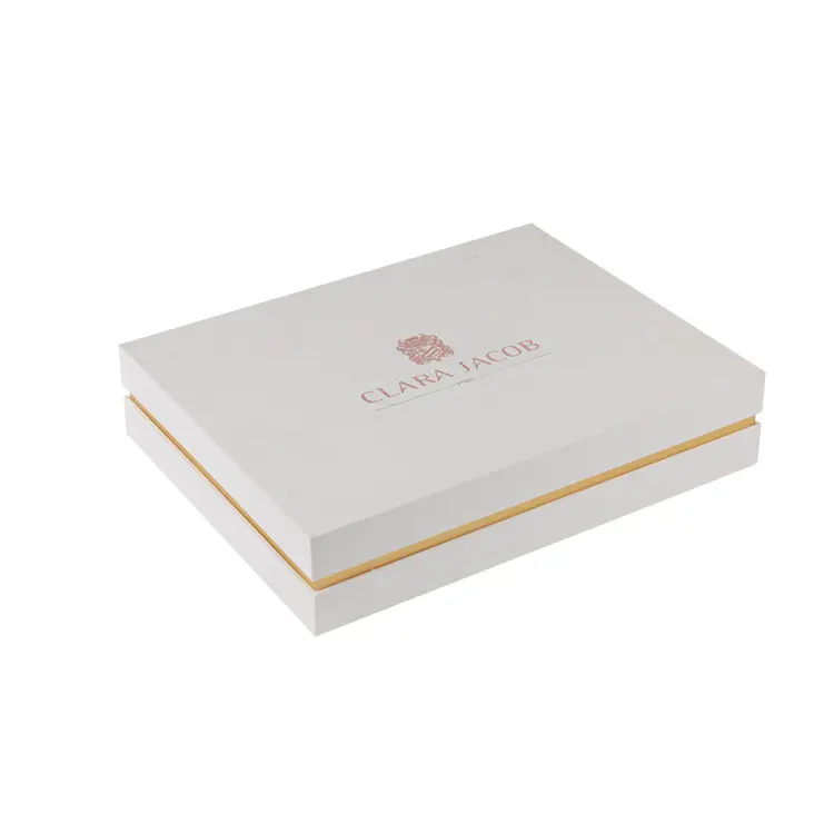Logo personalizzato confezione in cartone di qualità di lusso coperchio rimovibile rigido bianco e confezione regalo base con collo