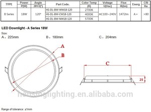 La iluminación de la vivienda, china suppier, 2015,18w 8 pulgadas led abajo se enciende - Product Image 6