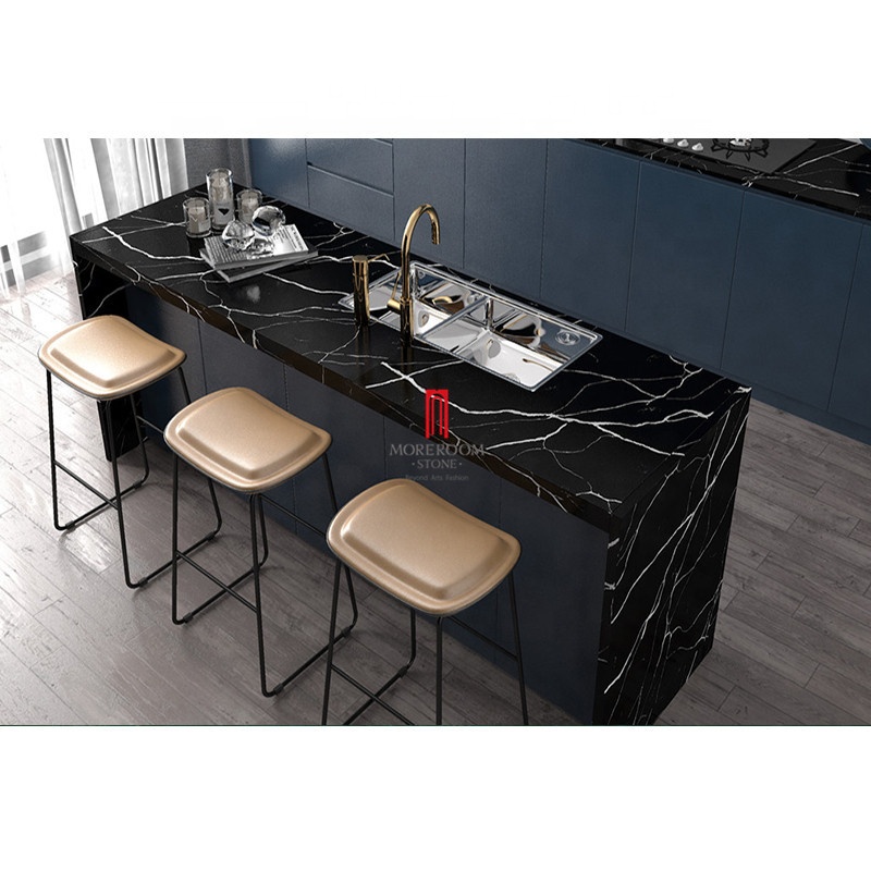 Столешница Из Черного Кварца с искусственным камнем