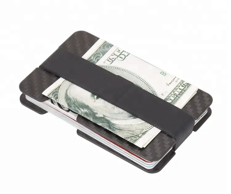 (Td-CF21)Best black minimal carbon fiber slim money clip men accessory easy wallet