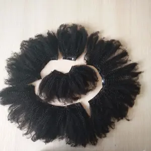 Factory Offer unprocessed 100% virgin mongolian kinky curly clip in hair meche