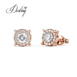 船轮耳钉时尚Daisini点缀施华洛世奇水晶纯银925女性奢华珠宝 - Product Image 4