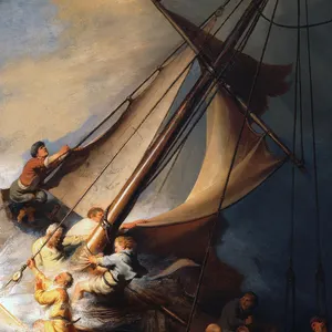 Reprodução Cristo a Tempestade Do Mar Da Galiléia HAarmenszoon Rembrandt Van Rijn famous classical art pinturas com moldura