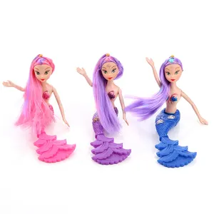 Muñecas de plástico de 9 pulgadas para niñas, a la moda ropa colorida, decoración de tartas, sirena