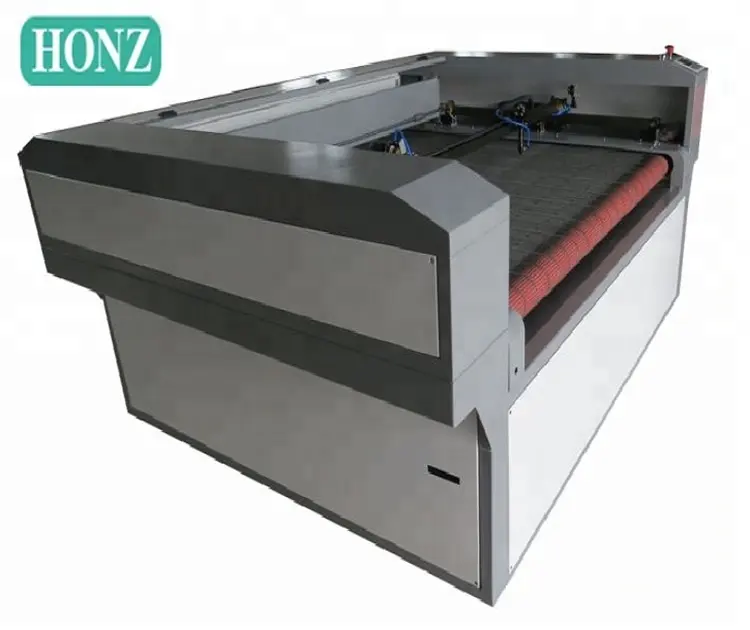 Jinan factory high quality HONZHAN Widely used fabric cloth film laser cutter 80W auto feeding CO2 laser engraving and cutting machine price