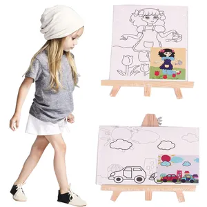 الحامل و رسم قماش اللوحة اللوحة مجموعة للأطفال اللوحة 8 تصميم قبل رسمة مطبوعة قماش والحامل بدون دهان