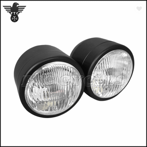 <span class=keywords><strong>Phare</strong></span> de <span class=keywords><strong>moto</strong></span> Double <span class=keywords><strong>rond</strong></span> classique noir pour Harley Street Fighter Custom Bikes - Product Image 2