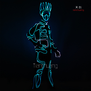 Disfraces de Fibra Óptica con Cambio de Color Súper Geniales con Máscara, Disfraces de <span class=keywords><strong>Robot</strong></span> LED para Bailar - Product Image 4