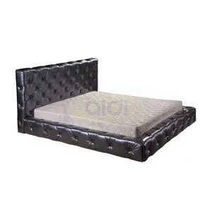 AIDI kaynağı fabrika deri yatak, yatak odası mobilya Set lüks deri ahşap yatak, klasik deri yatak