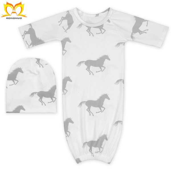 Новорожденных белый конь печатных спальный мешок для ночного эластичный низ оптовая продажа детский спальный мешок