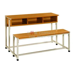 Hot Sale 3 Person Student Desk and Bench for School Class