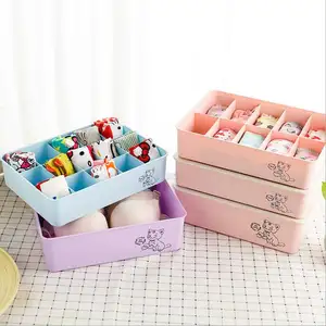 Eco Ladies Đồ Lót Lưu Trữ Container Hộp Quần Áo Bra Sock Tổ Chức Thùng Đồ Lót Với Bộ Chia