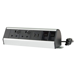 PDU de bureau à montage sur banc, 2 prises UK, 2 ports USB et 1 port Ethernet <span class=keywords><strong>RJ45</strong></span>, type <span class=keywords><strong>pince</strong></span>, Power Pod - Product Image 1