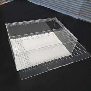 Tente de terrarium en acrylique pour animaux domestiques, 1 ensemble, cage d'écran pour <span class=keywords><strong>reptile</strong></span>, tortue, hamster, grand couvercle coulissant respirant, boîte transparente pour animaux de compagnie