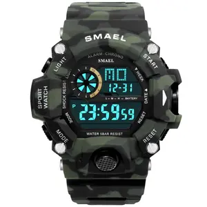 Smael 1385MC Dual time vigilanza elettronica di sport resistente all'acqua di plastica orologio da polso