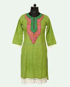 التطريز الرقبة لباس غير رسمي اللباس أفضل الهندي الباكستانية كورتي