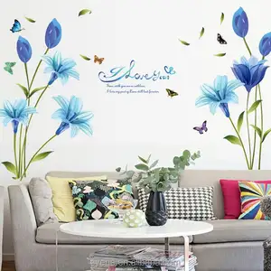 Syene 3d blue wall sticker flower art wall mural decor for bedroom living room