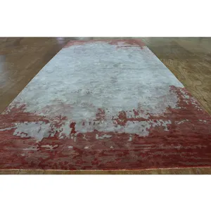 Modern abstract rustic and red luxury home decor area rug