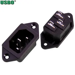 Blanco Negro 250V 10A Cobre IEC320 C13 C14 3 Pines Tornillo Bloqueado Toma de corriente CA