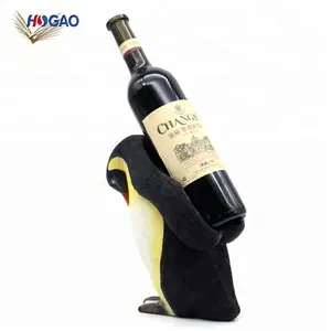 Custom factory direct sale cheap home decor handmade resin cute funny wine bottle holder penguin wine holder for sale