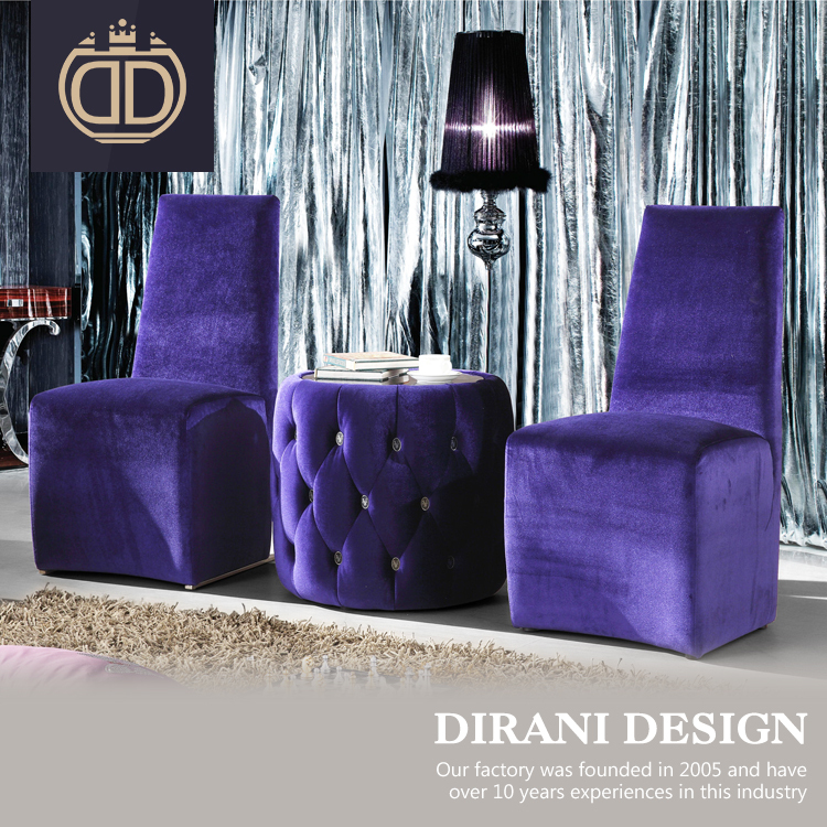 De luxe mariée et le marié de mariage chaise velours pourpre royal dossier haut tissu de mariage à manger chaise