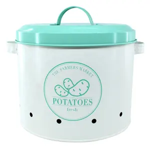 Metal Food Storage Potatoes Onions Garlic Set Of 3 Canister Onions Pot Garlic Bin Potato Canister