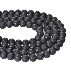 Cheapest Lava Pumice Rock Stone Beads Wholesale Natural Gemstone Black Lava For Bracelet Jewelry Making Stone Beads