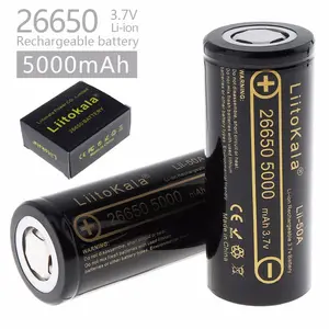 LiitoKala Lii-50A 26650 5000mah 26650-50A Li-ion 3.7v batteria ricaricabile per torcia 20A