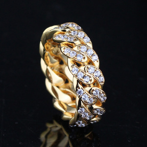 Tùy chỉnh 14k vàng kim cương nhẫn cho nam giới New <span class=keywords><strong>Fancy</strong></span> hiphop phong cách đá quý mô hình - Product Image 2